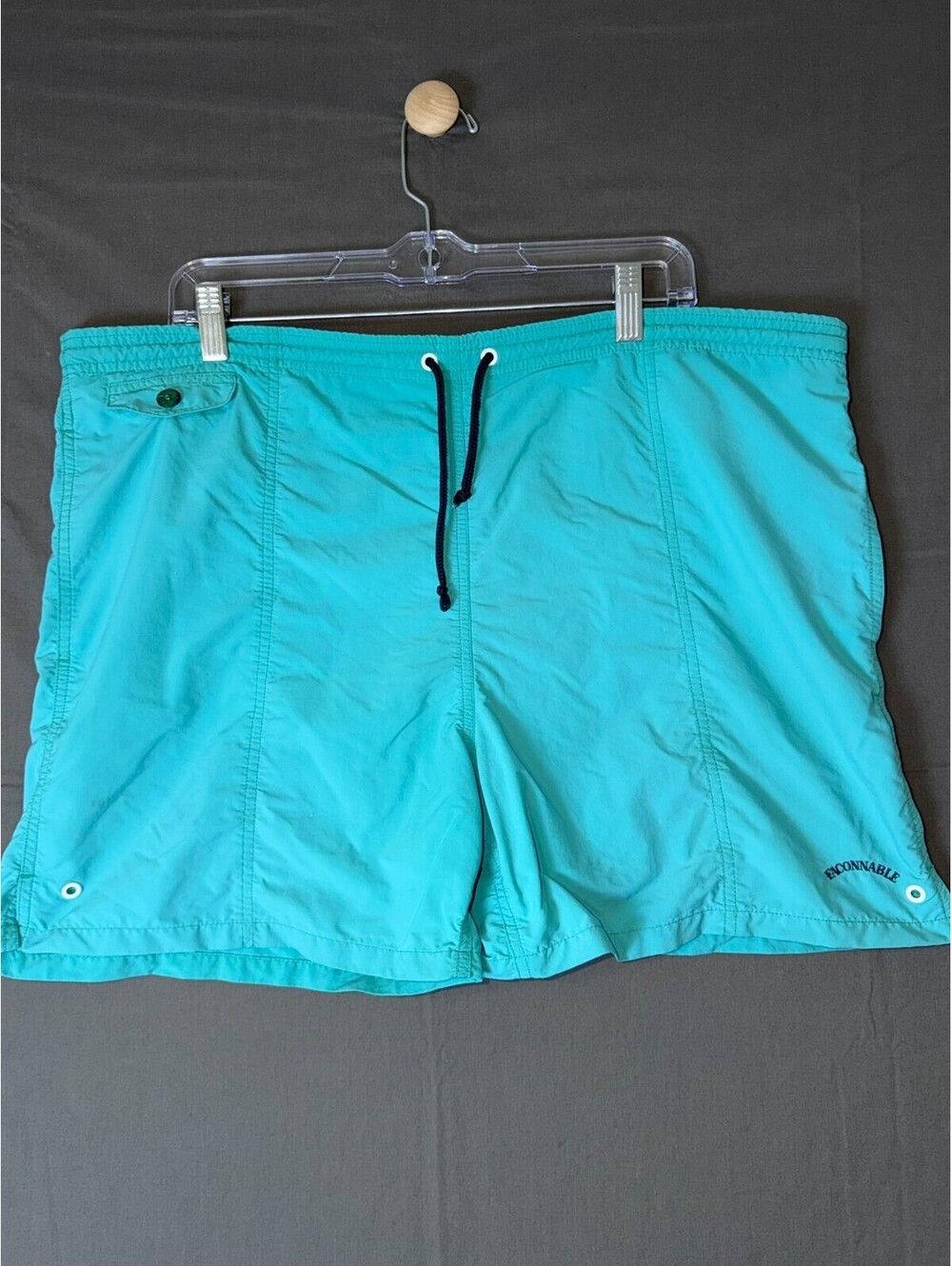 Faconnable Men Swim Trunks Size L Teal Blue Aqua Mesh Lined Beach Board Shorts